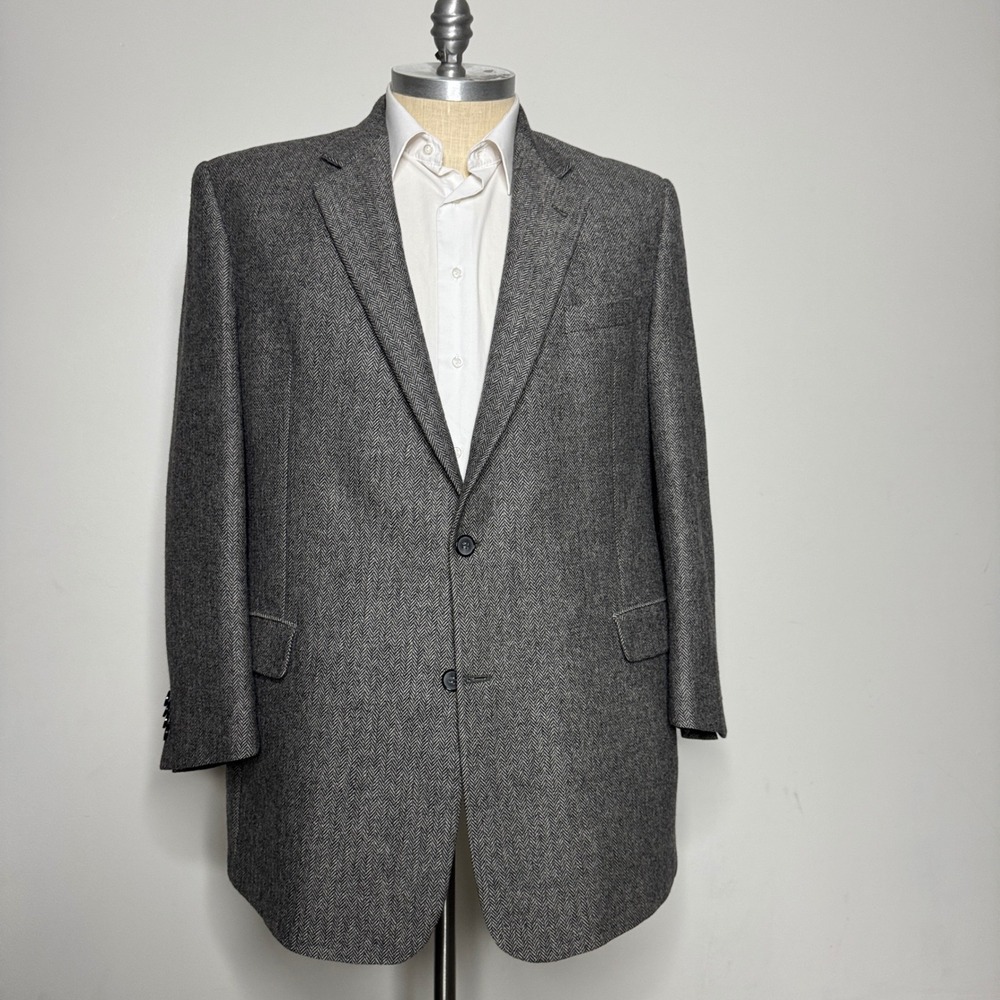 Coppley Custom Tailored Blazer‎ 48L Mens Wool Tweed Herringbone Sport Coat